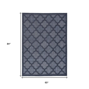 5' X 7' Blue Indoor Outdoor Area Rug