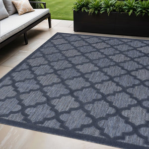 5' X 7' Blue Indoor Outdoor Area Rug