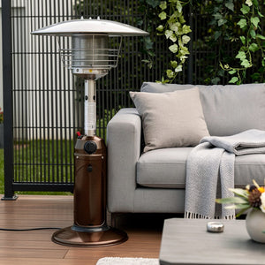 11000 BTU Bronze Steel Propane Cylindrical Pole Tabletop Patio Heater