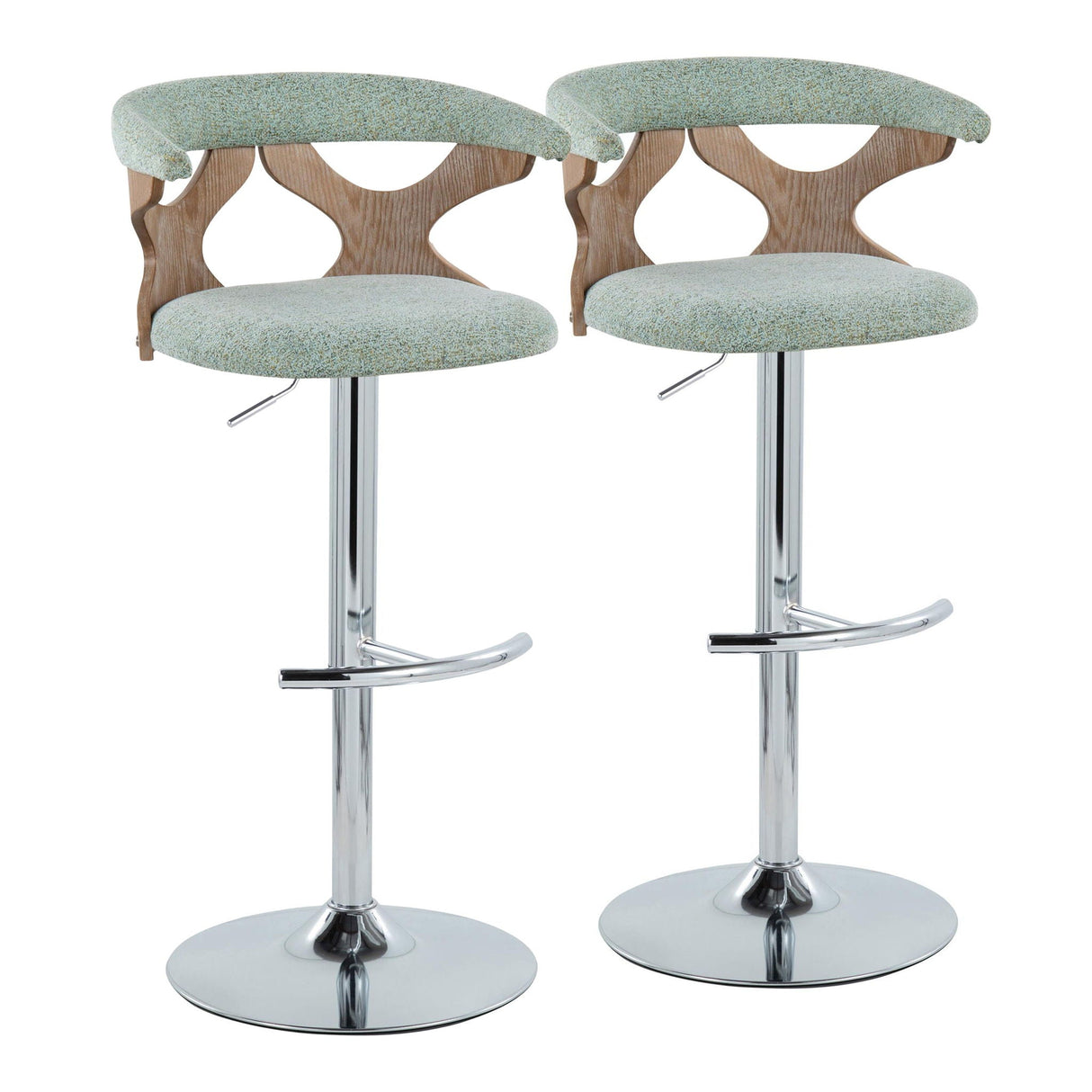 Gardenia - Contemporary Adjustable Barstool With Swivel / Rounded T Footrest (Set of 2) by Couch.com