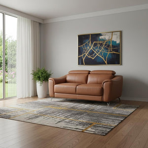 Urban 65" Brown Leather Adjustable Headrest Loveseat