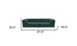 97" Green Velvet Sofa With Gold Legs