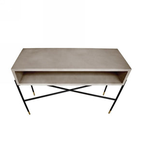 45" Gray and Black Concrete and Iron Console Table
