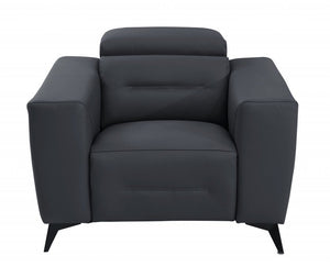 41" Dark Gray Italian Leather Power Recliner Chair