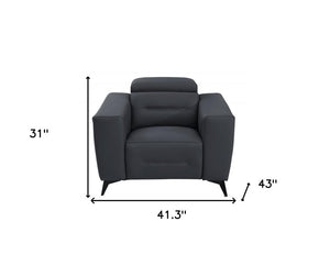 41" Dark Gray Italian Leather Power Recliner Chair