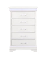 16" White Solid Wood Five Drawer Chest with LED Lighting