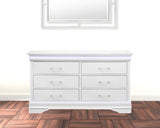 59" White Solid Wood Six Drawer Double Dresser with LED