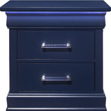 24" Blue Wood Lighted Two Drawer Nightstand