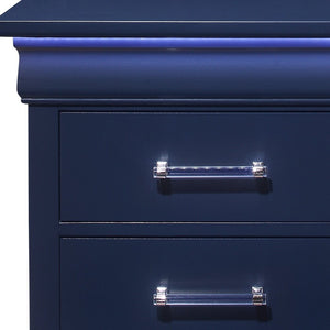 24" Blue Wood Lighted Two Drawer Nightstand