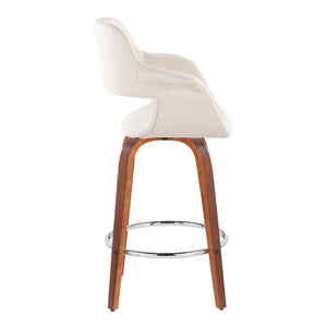 Vintage Flair - Mid-Century Modern Fixed Height Counter Stool With Swivel With Round Footrest (Set of 2) by Couch.com