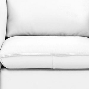 36" White And Silver Genuine Leather Swivel Lounge Chair