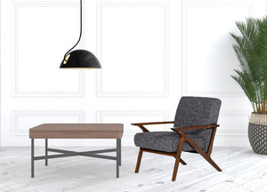 24" Gray And Brown Upholstered Arm Chair