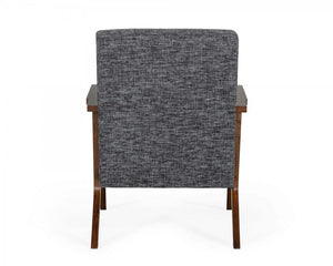 24" Gray And Brown Upholstered Arm Chair