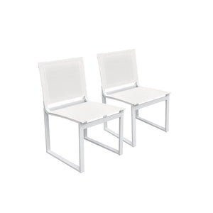 Set of Two 20" White Aluminum Indoor Outdoor Dining Chair