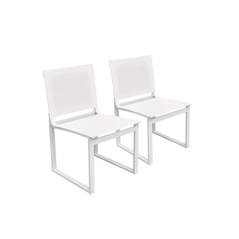 Set of Two 20" White Aluminum Indoor Outdoor Dining Chair