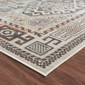 5' X 8' Cream Indoor Outdoor Area Rug