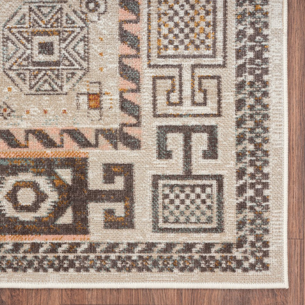 5' X 8' Cream Indoor Outdoor Area Rug