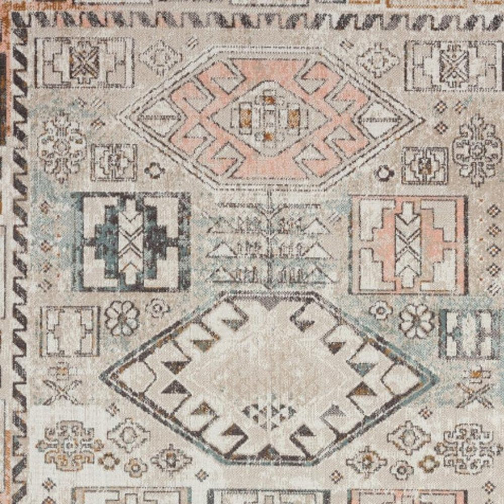 5' X 8' Cream Indoor Outdoor Area Rug