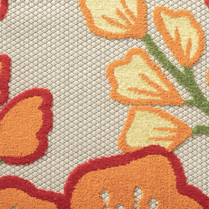 5' X 8' Orange And Ivory Handmade Indoor Outdoor Area Rug