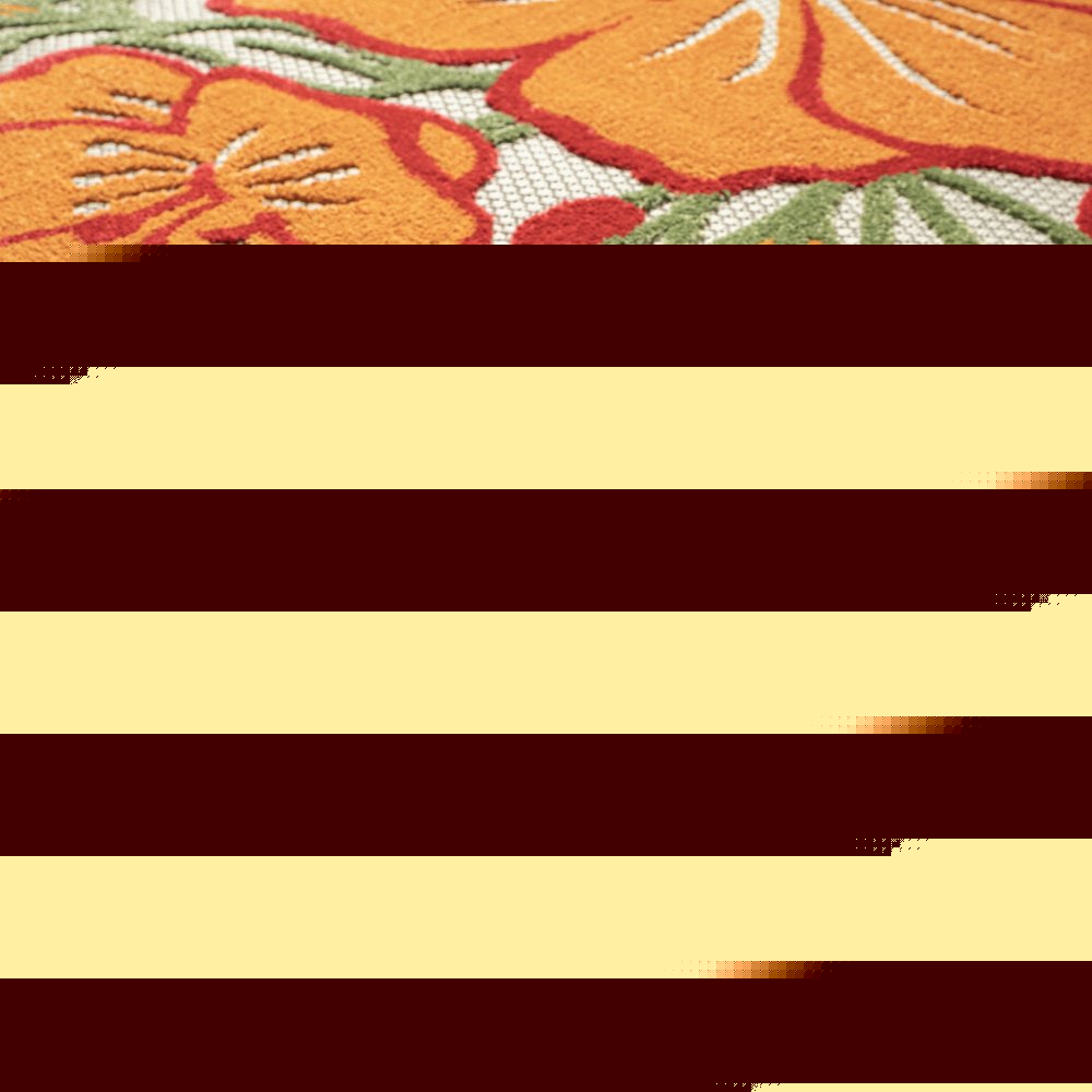 8' X 10' Orange And Ivory Indoor Outdoor Area Rug