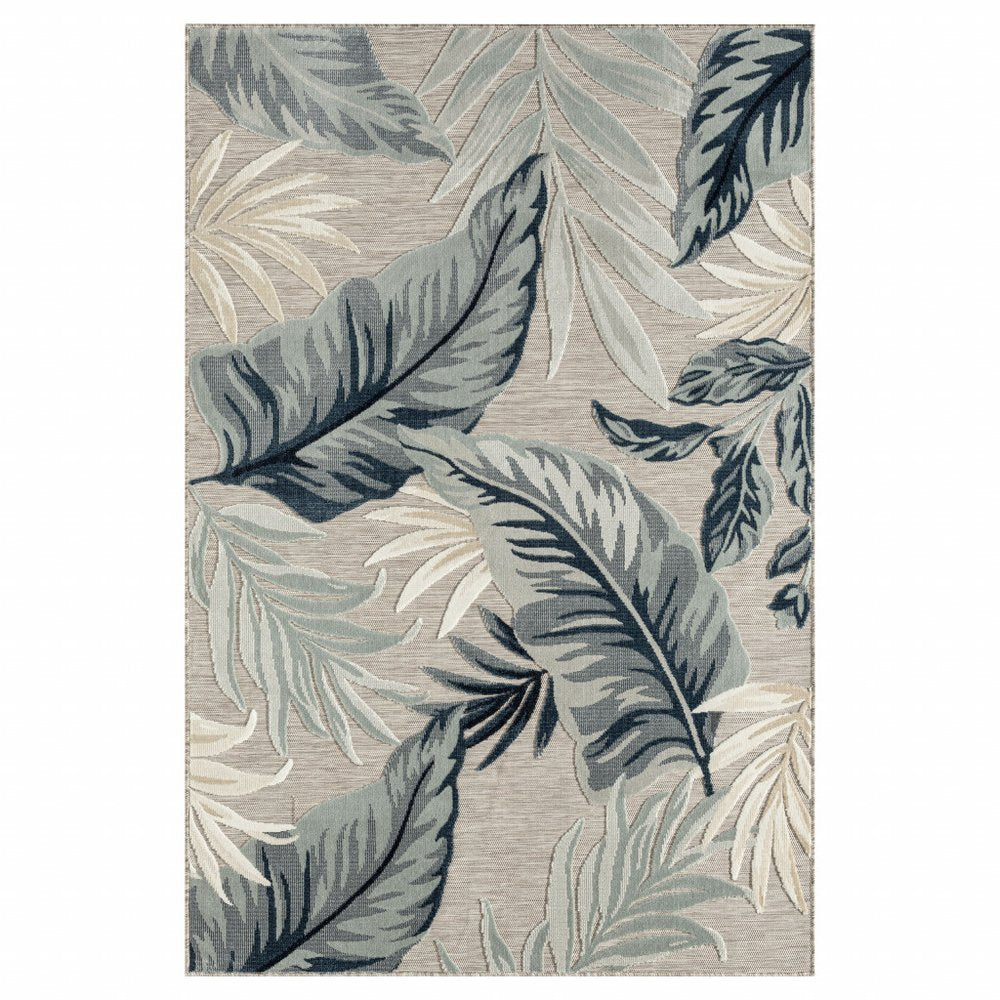 5' X 7' Blue And Gray Indoor Outdoor Area Rug