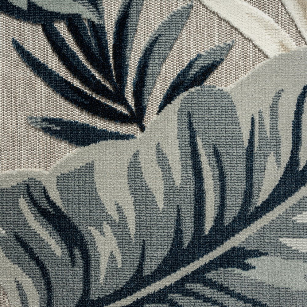 5' X 7' Blue And Gray Indoor Outdoor Area Rug