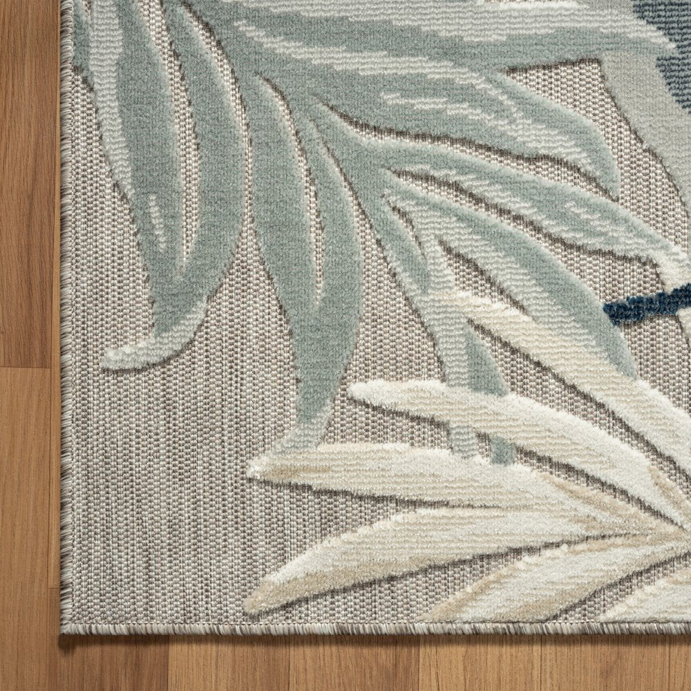 8' X 10' Blue And Gray Indoor Outdoor Area Rug