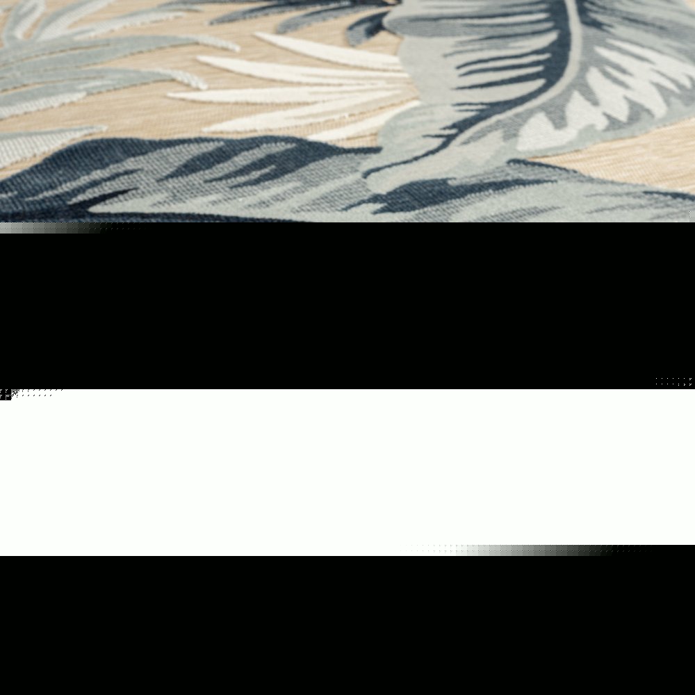 5' X 7' Blue And Beige Indoor Outdoor Area Rug