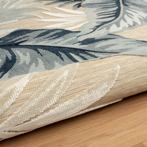 5' X 7' Blue And Beige Indoor Outdoor Area Rug