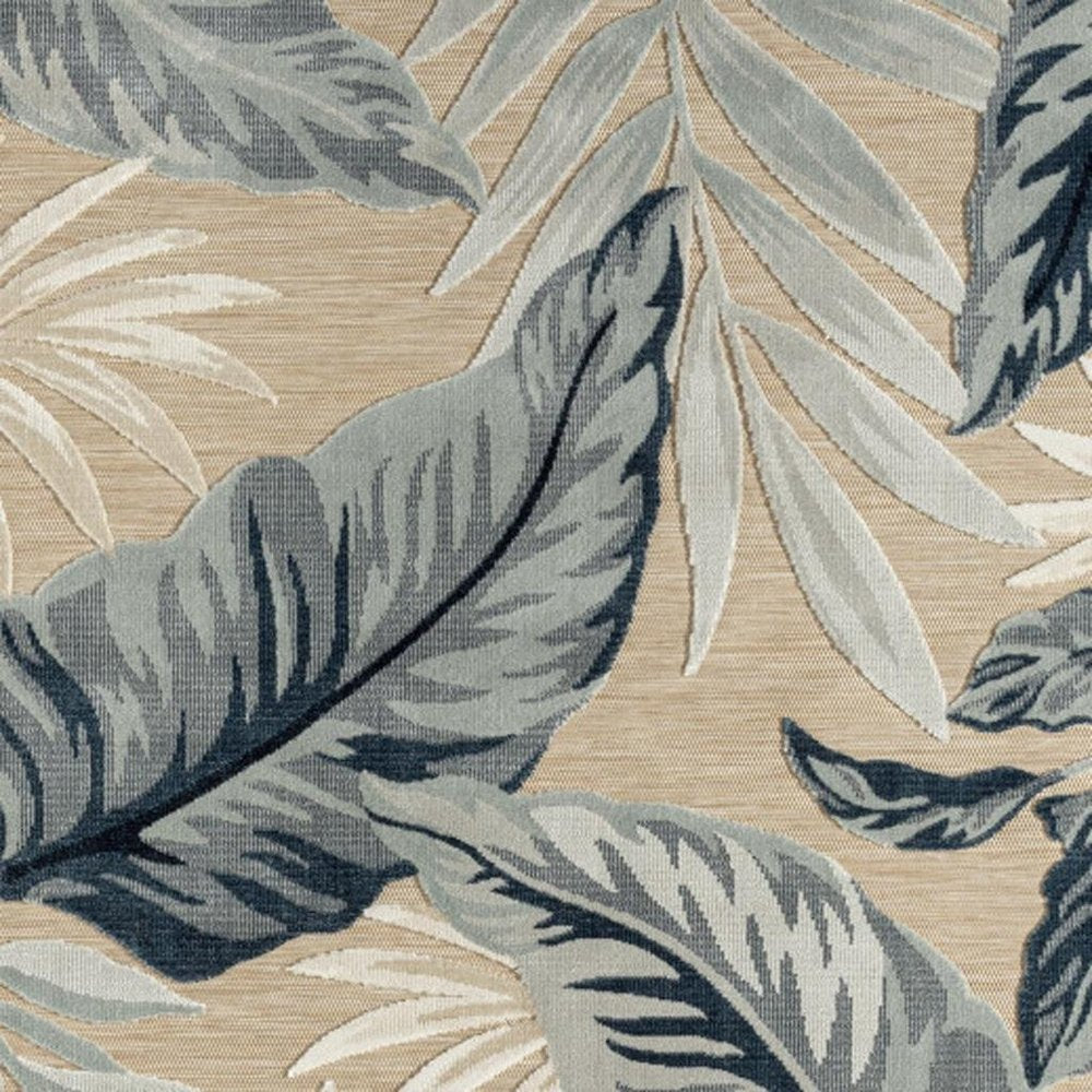 5' X 7' Blue And Beige Indoor Outdoor Area Rug