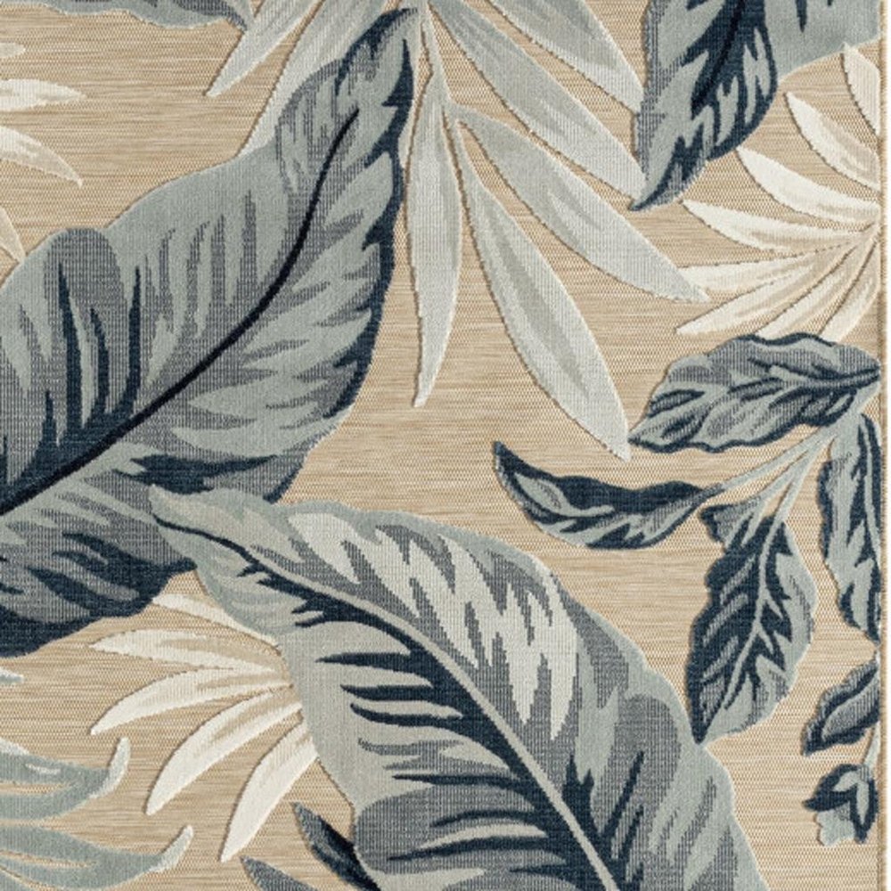 8' X 10' Blue And Beige Indoor Outdoor Area Rug