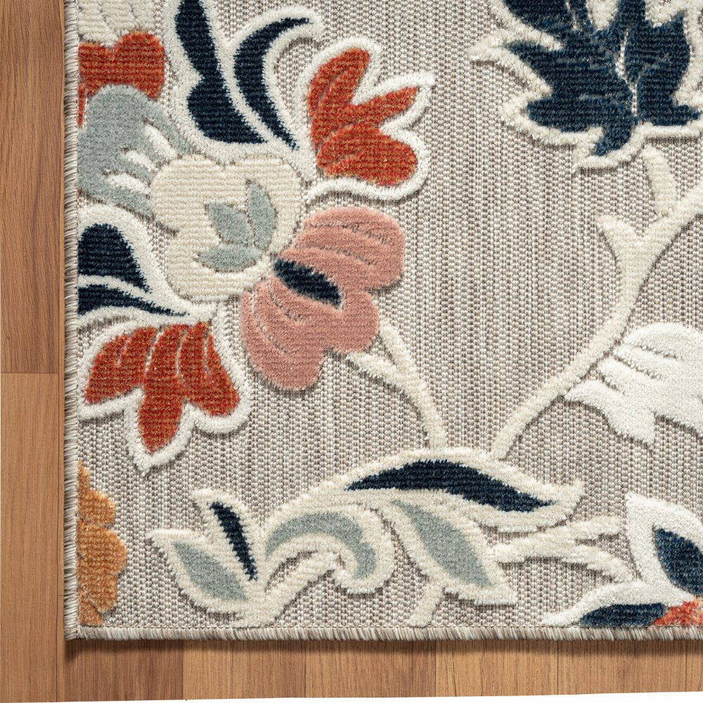 8' X 10' Blue And Gray Indoor Outdoor Area Rug