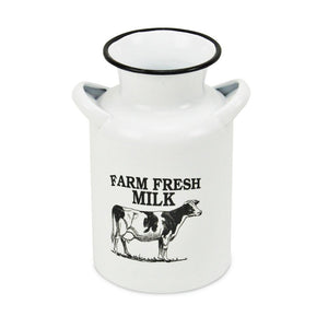8" Black And White Metal Jug Vase