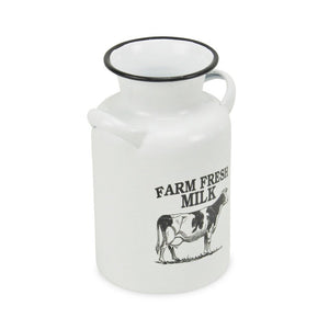 8" Black And White Metal Jug Vase
