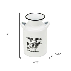 8" Black And White Metal Jug Vase