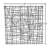 32" X 32" Black Handcrafted Abstract Lines Metal Hanging Dimensional Sculpture