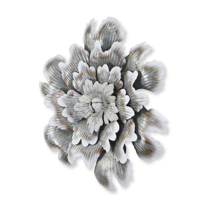 27" X 27" Gray and Off White Galvanized Metal Flower Hanging Dimensional Sculpture