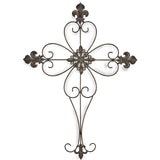 29" X 22" Bronze Metal Hanging Wall Cross Dimensional Sculpture