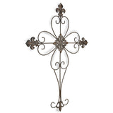 29" X 22" Bronze Metal Hanging Wall Cross Dimensional Sculpture
