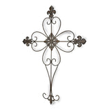 29" X 22" Bronze Metal Hanging Wall Cross Dimensional Sculpture