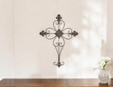 29" X 22" Bronze Metal Hanging Wall Cross Dimensional Sculpture