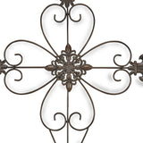 29" X 22" Bronze Metal Hanging Wall Cross Dimensional Sculpture