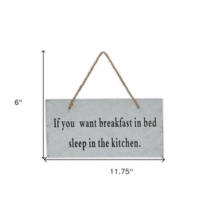 6" X 12" Gray Handcrafted Breakfast In Bed Galvanized Metal Wall Decor