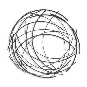 26" X 26" Black Metal Abstract Lines Round Hanging Dimensional Sculpture