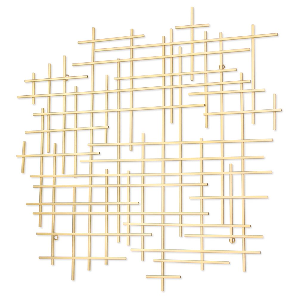 31" X 31" Gold Metal Abstract Lines Hanging Dimensional Sculpture