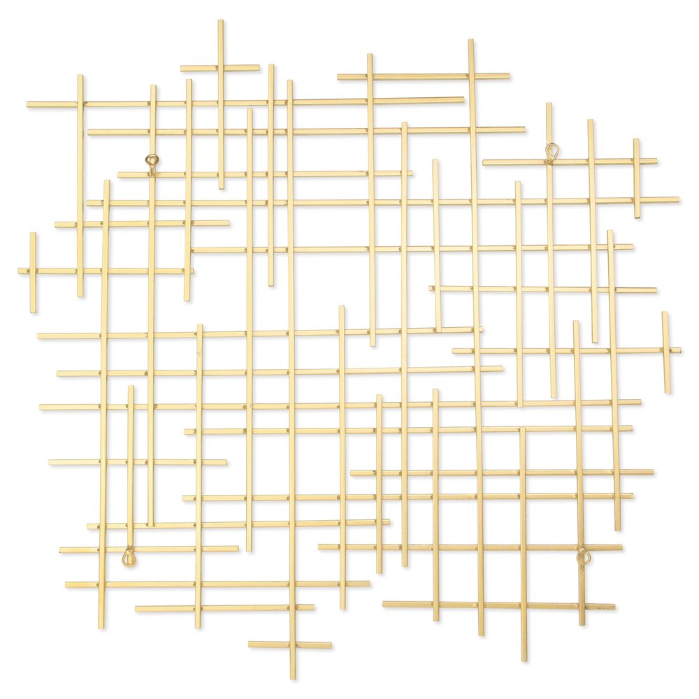 31" X 31" Gold Metal Abstract Lines Hanging Dimensional Sculpture