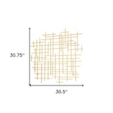 31" X 31" Gold Metal Abstract Lines Hanging Dimensional Sculpture