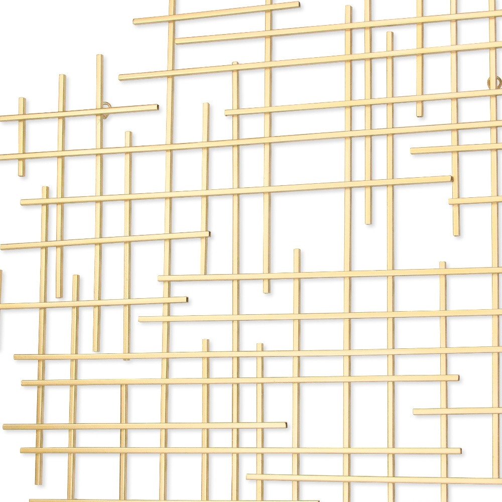 31" X 31" Gold Metal Abstract Lines Hanging Dimensional Sculpture
