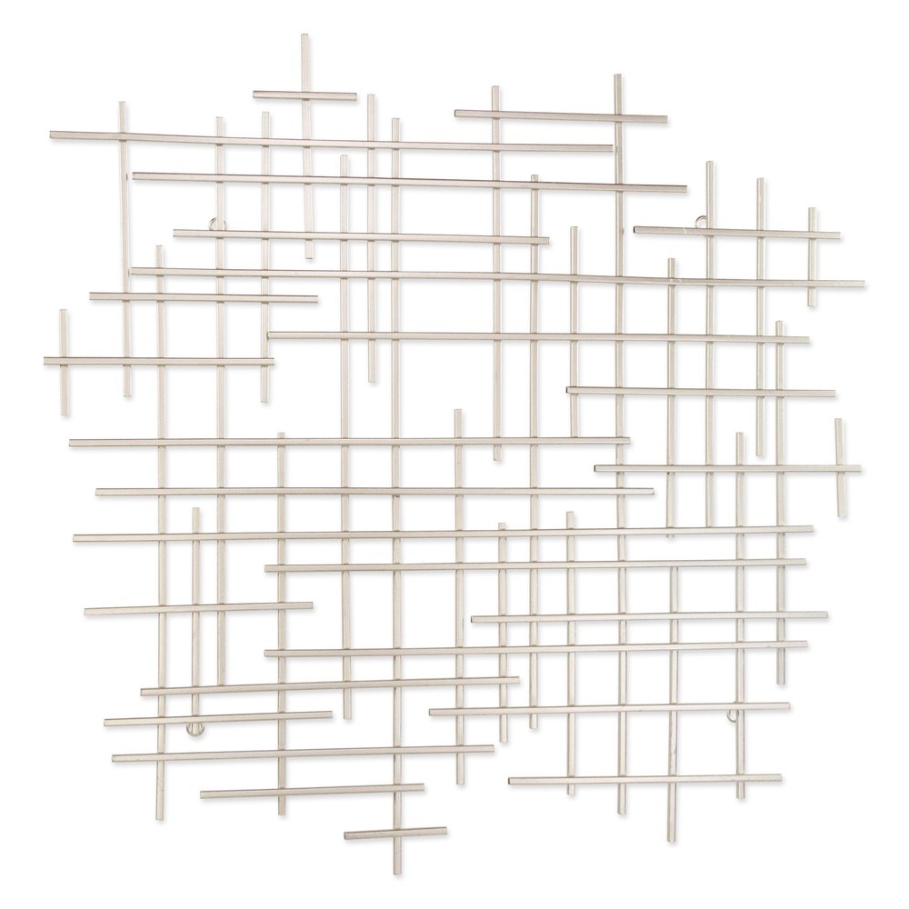 31" X 31" Silver Metal Abstract Lines Hanging Dimensional Sculpture