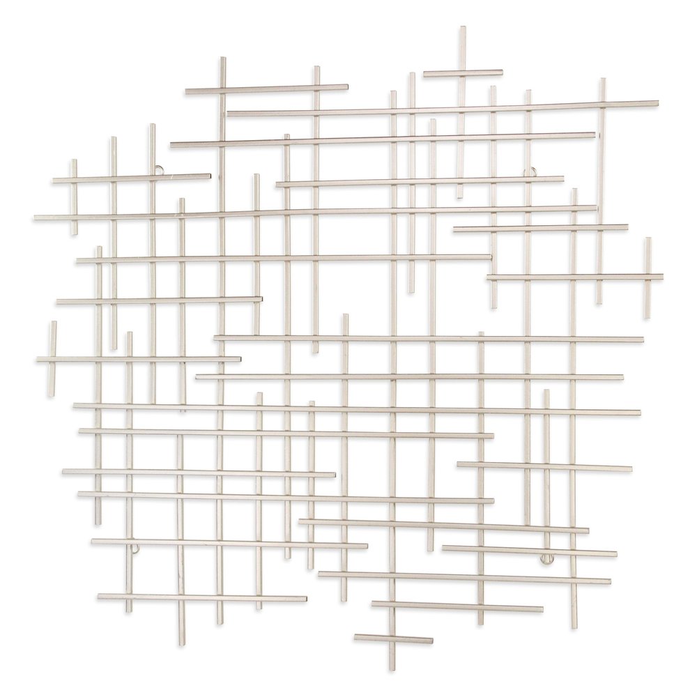 31" X 31" Silver Metal Abstract Lines Hanging Dimensional Sculpture